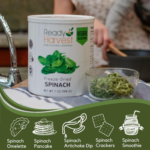 Ready Harvest Freeze Dried Food - Spinach | Emergency Vegetables | Camping Essentials | #10 Can | 25-Year Shelf Life | Cans Filled to the Top in Saudi Arabia
