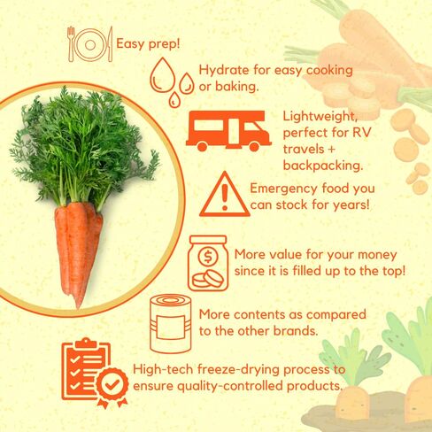 Ready Harvest Dehydrated Food - Carrots | Emergency Food | Dried Vegetables | #10 Can | 25-Year Shelf Life | 3 lbs | Cans Filled to the Top in Saudi Arabia