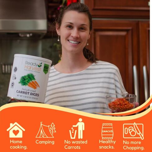 Ready Harvest Dehydrated Food - Carrots | Emergency Food | Dried Vegetables | #10 Can | 25-Year Shelf Life | 3 lbs | Cans Filled to the Top in Saudi Arabia