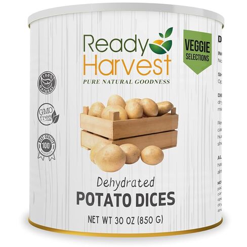 Ready Harvest Dehydrated Food - Potato Dices | Emergency Food | Dried Potatoes | #10 Can | 30-Year Shelf Life | Cans Filled to the Top in Saudi Arabia