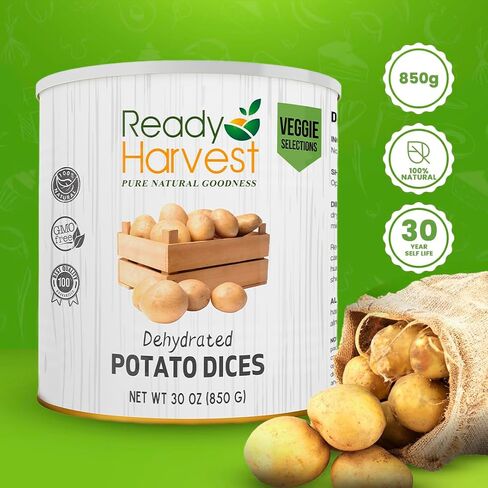 Ready Harvest Dehydrated Food - Potato Dices | Emergency Food | Dried Potatoes | #10 Can | 30-Year Shelf Life | Cans Filled to the Top in Saudi Arabia