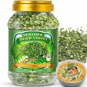 4.3oz Large Size Dried Chives Flakes, Dehydrated Green Chives Seasoning for Cooking, Soups, Sauces, Ramen & Garnish, Carefully Chopped, Gluten-Free, No Additives in Saudi Arabia