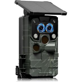Trail Camera Starlight Night Vision WiFi, Dual Lens Solar Game Camera | Bluetooth, 60MP 4K 30FPS, Trail Cameras with Night Vision Motion Activated Waterproof Loop Recording for Wildlife Monitoring in Saudi Arabia