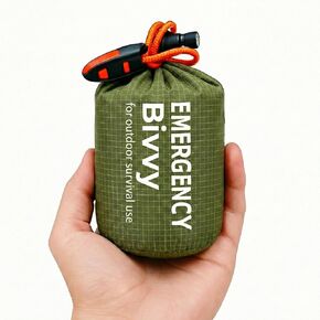 Emergency Sleeping Bag Bivy Sack. Reflective Thermal Shelter. Army Green Tough Guy Style. Ultralight Survival Gear with Whistle. for Outdoor, Hiking, First Aid, Bug Out Bag in Saudi Arabia