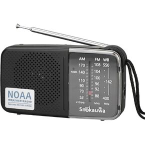 Portable AM FM Transistor Radio Battery Operated, NOAA Weather Radio with Loud Speaker, Headphone Jack, 2 AA Batteries, Excellent Reception, for Everyday Carry Essential, Travel, Storms in Saudi Arabia