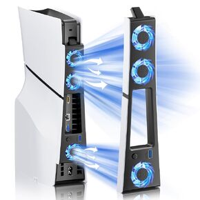 BRHE PS5 Slim Cooling Fan,Quiet Cooling System for PS5 Slim | with 3 Fans/USB 3.0 Port,PS5 Slim Cooler Accessories with LED Light，Not for PS5 2020 and PS5 Pro in Saudi Arabia