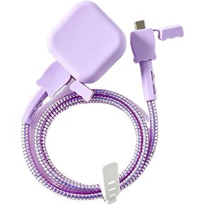 واقي كابل لمحول طاقة USB-C ديناميكي بقدرة 40 وات، 4 قطع بقدرة 40 وات مع 60 وات كحد أقصى، موفر كابل سيليكون أبيض ناعم، غلاف كابل حلزوني DIY، واقي شاحن لجهاز MacBook Air 13/15 iPhone 15/16/17 Pro/Max in Kuwait