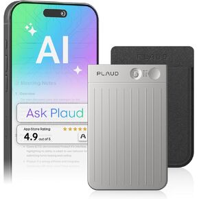 Plaud Note AI Voice Recorder Transcribe Summarize, Silver, Non-Pro Version | AI Note Taker for Meetings, Calls, Lectures, Professionals & Teams 112 Languages, Ultra-Slim, App Control, Case Included in Kuwait