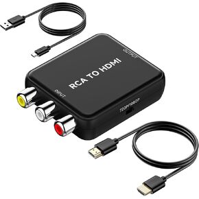 RCA to HDMI Converter, AV to HDMI, Composite to HDMI Adapter | Supports PAL/NTSC, For PS2/VHS/VCR/N64/DVD Player/WII/Crt tv in Saudi Arabia