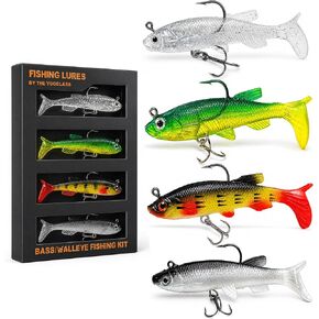 Soft Swimbaits Fishing Lures Set, 4pcs Realistic Bass Fishing Lure Kit in Kuwait