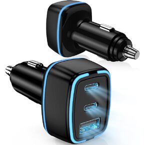 USB C Car Charger, 3 Port PD Super Mini Cigarette Lighter Adapter, 2Pack USB-C & A Fast Car Charging for iPhone 16/15 Pro Max, Galaxy S25/S24, iPad, Pixel, Android Phones,Travel Essentials for Men in Saudi Arabia