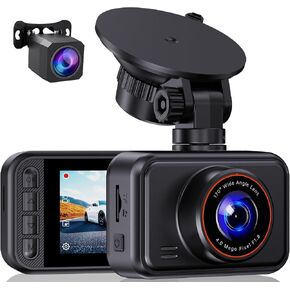 Dash Cam Front and Rear for Cars, 2.5K+1080P Dual Camera with 2" Screen | WDR Night Vision, 170° Lens, G-Sensor, Loop Recording, 360° Mount, Mini Design, 256GB Max, 24H Parking, SD Card Not Included in Saudi Arabia