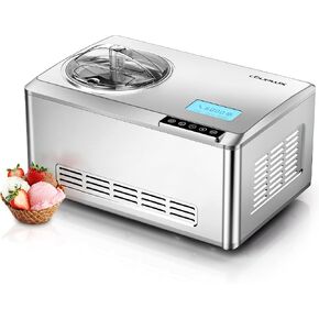 COUPLUX Fastest Freezing Ice Cream Maker, with Built-in Compressor 2.1QT | No Pre-freezing Automatic Ice Cream Machine, Easy Operate & Clean, Recipes Included, Stainless Steel, Low Noise, LCD Display in Saudi Arabia