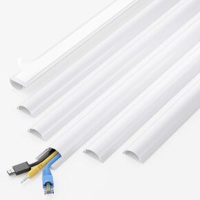 Yecaye 42.5in Cord Cover, Half Round Cord Hider, W1.18 x H0.43in, White | Self-Adhesive Cord Covers for Wires on Wall, Medium Curved Wire Hider for 1-2 Cord in Saudi Arabia