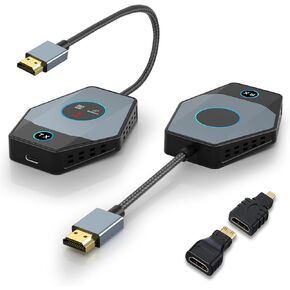 Wireless HDMI Transmitter & Receiver 4K, 2.4/5G Screen Mirror Display Adapter & Extender Kit, Cast Video Audio from Laptop, Camera, PC, i-Pone, i-Pad, Tablet, PS 3/4 to Monitor, TV, Projector in Saudi Arabia