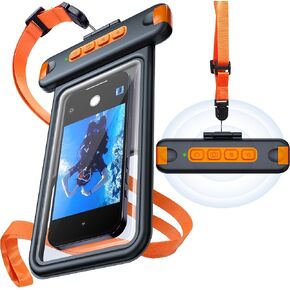 IP68 Bluetooth Shutter Waterproof Phone Pouch Case,Floating,Black | Hands-Free Photo & Video Underwater Control.Large Waterproof Phone Case Universal Fit for 8.5" Phone(iPhone Samsung Google) in Saudi Arabia