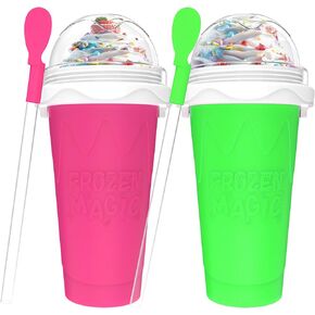 2PCS Slushie Maker Cup,DIY Magic Quick Frozen Smoothies Cups for Homemade Milk Shake Ice Cream Maker, Cooling Cups, Double Layer Squeeze Slushy Maker Cup,Birthday Funny Gifts for Mom Dad, Boy, Girls in Saudi Arabia