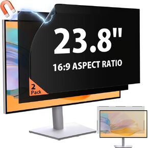 [2 Pack] 27 Inch 16:9 Magnetic Privacy Screen Filter for Frameless Monitor | Eye Protect, Anti Glare, Anti Blue &UV Light, Anti Spy, Protector, Film, Filter, Fit, Removable, Reusable, 9H, Black, Quality in Saudi Arabia