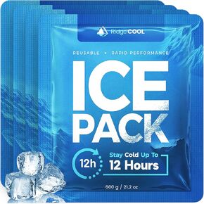 Ice Packs for Cooler, Reusable Ice Packs for Lunch Boxes, 4 Pack Long Lasting Freezer Packs, Leakproof Cooler Ice Packs for Lunch Bags and Coolers, BPA-Free, Food Safe in Saudi Arabia