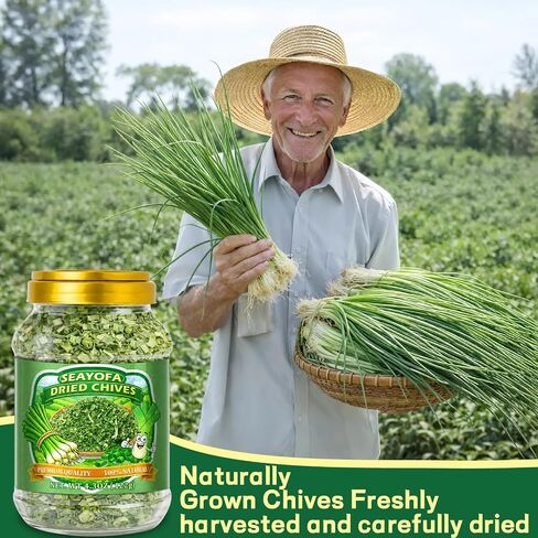 4.3oz Large Size Dried Chives Flakes, Dehydrated Green Chives Seasoning for Cooking, Soups, Sauces, Ramen & Garnish, Carefully Chopped, Gluten-Free, No Additives in Saudi Arabia