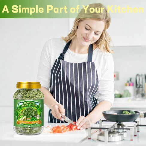 4.3oz Large Size Dried Chives Flakes, Dehydrated Green Chives Seasoning for Cooking, Soups, Sauces, Ramen & Garnish, Carefully Chopped, Gluten-Free, No Additives in Saudi Arabia