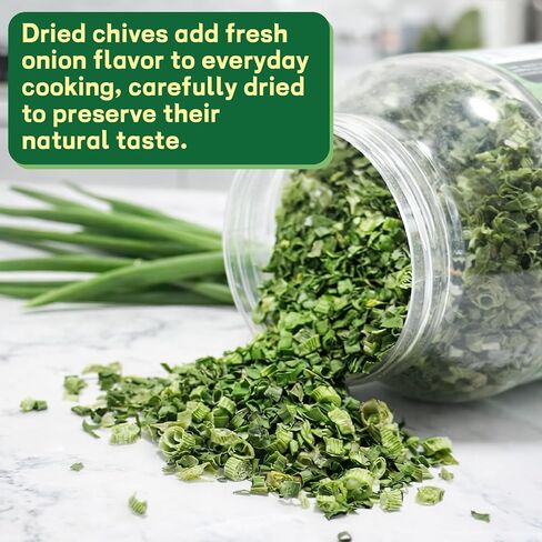 4.3oz Large Size Dried Chives Flakes, Dehydrated Green Chives Seasoning for Cooking, Soups, Sauces, Ramen & Garnish, Carefully Chopped, Gluten-Free, No Additives in Saudi Arabia