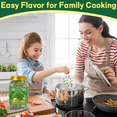 4.3oz Large Size Dried Chives Flakes, Dehydrated Green Chives Seasoning for Cooking, Soups, Sauces, Ramen & Garnish, Carefully Chopped, Gluten-Free, No Additives in Saudi Arabia