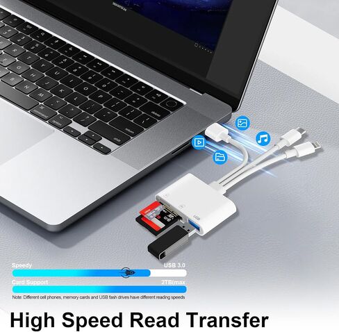 قارئ بطاقة SD لجهاز iPhone iPad Mac، USB C & Lightning & USB-A 3 في 1 محول MircoSD/SD للكاميرا الرقمية USBC USB A قارئ بطاقة الذاكرة لأجهزة Apple جميع الأجهزة/الهاتف من النوع C/الكمبيوتر المحمول/الكمبيوتر in Kuwait