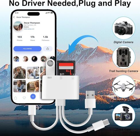 قارئ بطاقة SD لجهاز iPhone iPad Mac، USB C & Lightning & USB-A 3 في 1 محول MircoSD/SD للكاميرا الرقمية USBC USB A قارئ بطاقة الذاكرة لأجهزة Apple جميع الأجهزة/الهاتف من النوع C/الكمبيوتر المحمول/الكمبيوتر in Kuwait