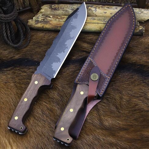 BA-KOR DC53 Steel 36CM (14.3IN) Full Tang 6mm Thick Fixed Knife+Sheath&(5.9IN) Cerium Igniter, Suitable for Outdoor Hunting, Camping, Survival Exploration, EDC in Saudi Arabia