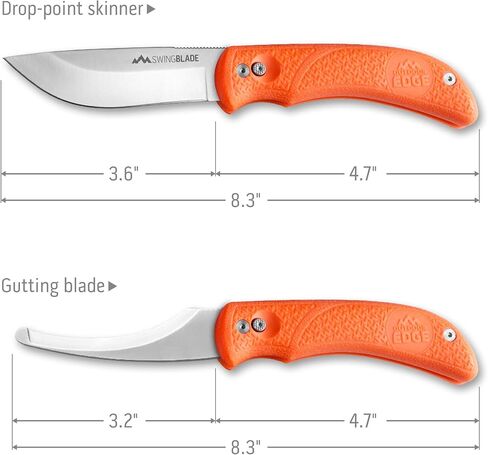 Outdoor Edge Swingblaze Double Blade Hunting Knife with Rotating Skinning & Gutting Blades, Nylon Sheath, (Blaze Orange, SZ-20N) in Saudi Arabia