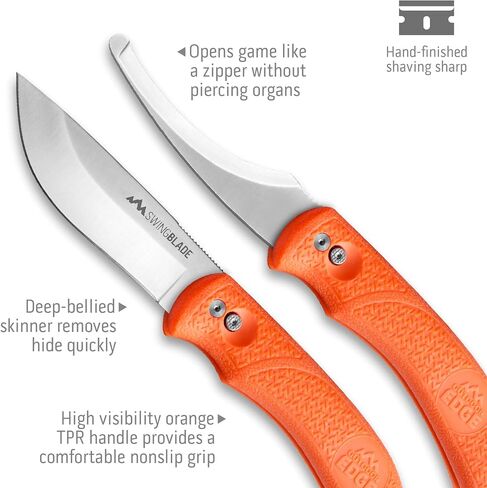 Outdoor Edge Swingblaze Double Blade Hunting Knife with Rotating Skinning & Gutting Blades, Nylon Sheath, (Blaze Orange, SZ-20N) in Saudi Arabia
