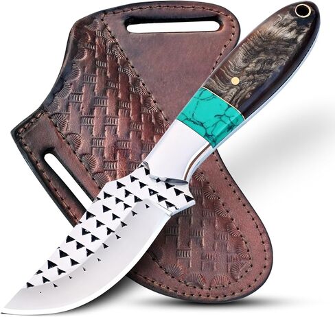 Rasp steel Bull Cutter Knife with Pancake leather sheath, Hunting Knife with holster, Cowboy knife, Fixed Blade (BUCK-STAG) in Saudi Arabia