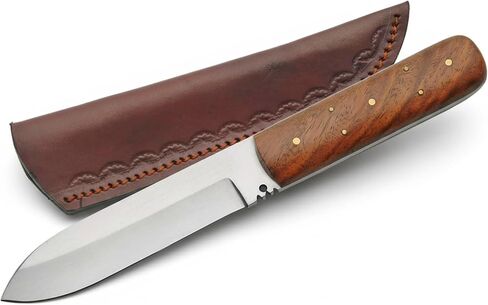 SZCO Full Tang Hunting Knife 8 Inch - Classic Patch Camping Knife with Burlwood Handle, Stainless Steel Blade & Sheath - Brown Pocket Knife for Hunting, Cutting & Outdoor uses - Knives for Men in Kuwait