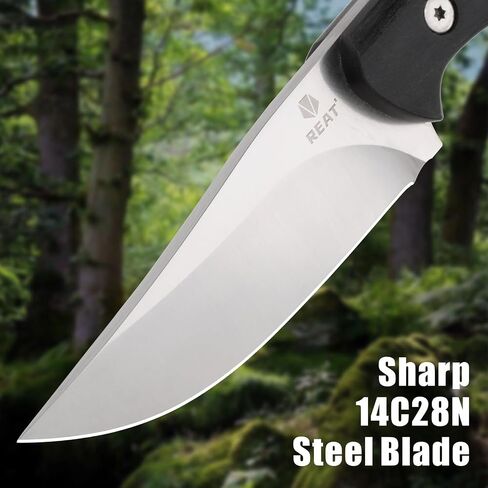 REAT Fixed Blade Knife with Sheath, 3.75" 14C28N Steel Blade with Full Tang Design,Ergonomic Wood Handle, Sharp Hunting Knife, Bushcraft Knife for Camping,Survival,Hiking,Gifts for Men,Women in Saudi Arabia