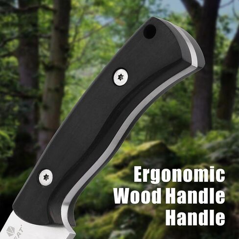 REAT Fixed Blade Knife with Sheath, 3.75" 14C28N Steel Blade with Full Tang Design,Ergonomic Wood Handle, Sharp Hunting Knife, Bushcraft Knife for Camping,Survival,Hiking,Gifts for Men,Women in Saudi Arabia