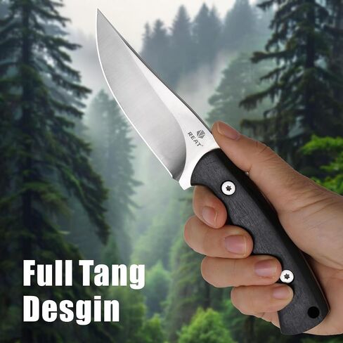 REAT Fixed Blade Knife with Sheath, 3.75" 14C28N Steel Blade with Full Tang Design,Ergonomic Wood Handle, Sharp Hunting Knife, Bushcraft Knife for Camping,Survival,Hiking,Gifts for Men,Women in Saudi Arabia