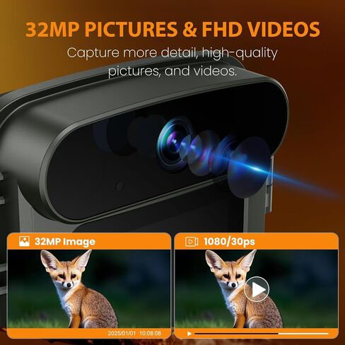 Mini Trail Camera Night Vision 0.2s Trigger Motion Activated For Wild&Farm | 32MP 1080P Game Camera with Night Vision Motion Activated Waterproof for Wildlife Monitoring (2026Upgrade) in Saudi Arabia