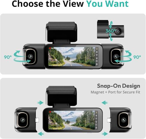 BOTSLAB 4 Channel 360° Dash Cam with Hardwire Kit, 128GB Card,Voice Control | 24/7 Parking Mode, 3.18" Touch Screen, App Control, Built-in GPS, 5.8GHz WiFi, Supercapacitor, Front/Rear/2*Inside Car Camera in Saudi Arabia