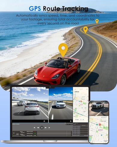 4K+4K Dash Cam Front and Rear, Free 128GB Card Included, 5.8GHz WiFi-20MB/s Fast Download, Dash Camera for Cars with Accurate GPS, G-Sensor, WDR Night Vision, 3.39" IPS Screen, 24H Parking Mode in Kuwait