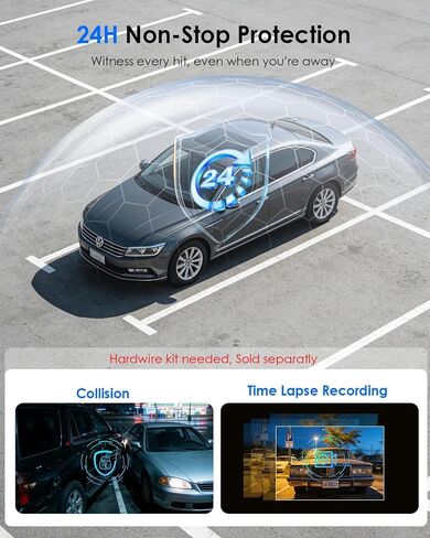 4K+4K Dash Cam Front and Rear, Free 128GB Card Included, 5.8GHz WiFi-20MB/s Fast Download, Dash Camera for Cars with Accurate GPS, G-Sensor, WDR Night Vision, 3.39" IPS Screen, 24H Parking Mode in Kuwait