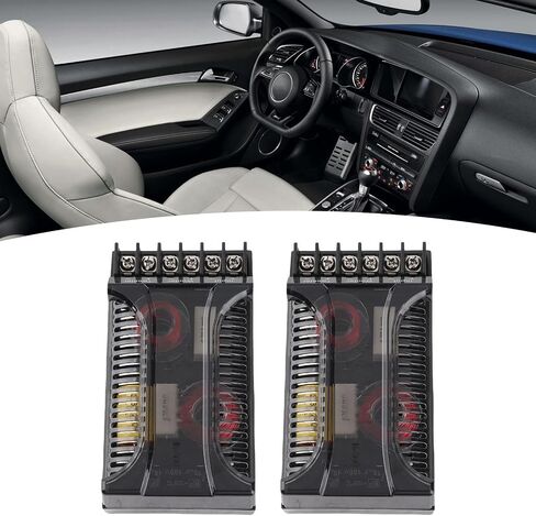 2Pcs 2 Way Crossover, 300W 12V Audio Speaker Crossover, Universal Car Speaker Frequency Divider, Metal Speaker Tweeter Crossovers with ABS Housing, Black, 4.72 x 2.7 x 1.4in in Kuwait