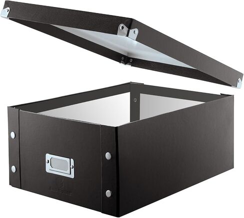Snap-N-Store CD Storage Box - Pack of 1/2 - Durable Disc Holder with Lid to Store for Discs (1 Pack - Doublewide CD, Black) | Compact solution for storing discs, snaps together for easy assembly, folds flat, sturdy lidded case in Saudi Arabia