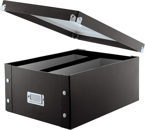 Snap-N-Store CD Storage Box - Pack of 1/2 - Durable Disc Holder with Lid to Store for Discs (1 Pack - Doublewide CD, Black) | Compact solution for storing discs, snaps together for easy assembly, folds flat, sturdy lidded case in Saudi Arabia