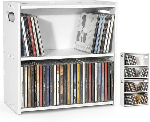 Stackable Double-Layer CD Storage Rack, Holds 58 CD Cases | Stackable double-layer CD storage rack holds 58 CD cases, saves space, and makes a gift for music lovers and collectors. in Saudi Arabia