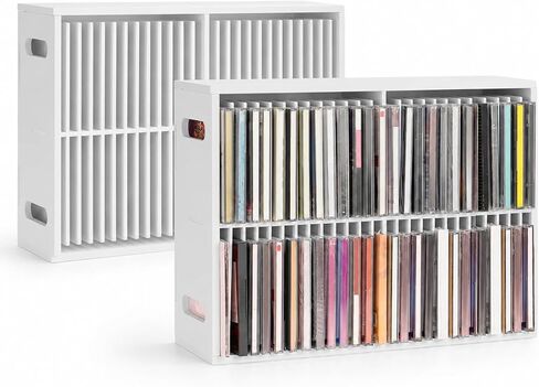 SANFURNEY 52 Slots CD Holder, Wall-Mounted CD Holder Stand | Premium CD Storage Rack for Home and Office, Stackable Disc CD Organizer Desk Stand Ideal for Music Enthusiasts Black in Kuwait