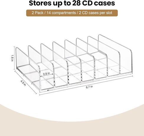 CELSOL Clear Acrylic CD Holder 2 Pack - CD Storage Rack DVD Organizer Stand Holds 28 Jewel Cases, CD Display Shelf for Media Organization, Versatile Desktop Storage for Music Collection in Saudi Arabia