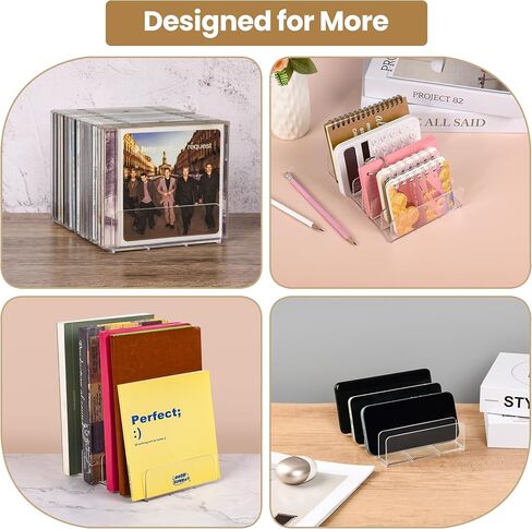 CELSOL Clear Acrylic CD Holder 2 Pack - CD Storage Rack DVD Organizer Stand Holds 28 Jewel Cases, CD Display Shelf for Media Organization, Versatile Desktop Storage for Music Collection in Saudi Arabia