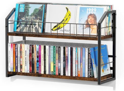 2-Tier CD Storage Rack for Wall Mount, CD Holder with Display | Holds 84 CDs, Showcase Your Collection on the Wall, Max Load 22 lbs, Save Desktop Space, for Muisc Lover in Saudi Arabia