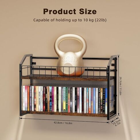 2-Tier CD Storage Rack for Wall Mount, CD Holder with Display | Holds 84 CDs, Showcase Your Collection on the Wall, Max Load 22 lbs, Save Desktop Space, for Muisc Lover in Saudi Arabia